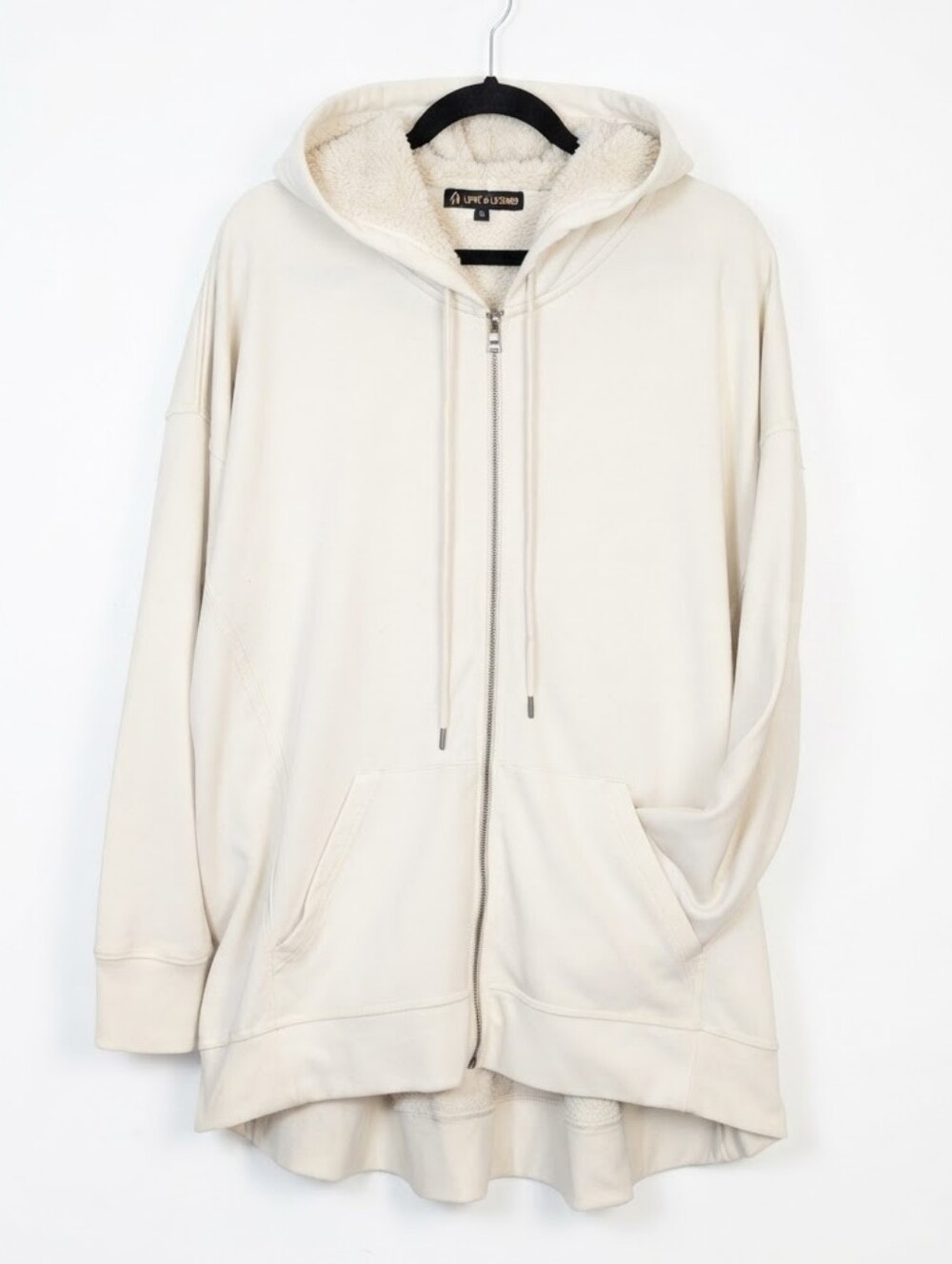Love & Legend Cream Sherpa Lined Zip Up Hoodie Jacket Womens Plus Size 3X